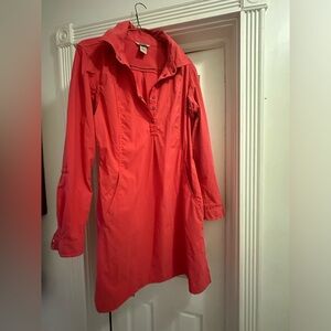 Duluth Trading Co Ripstop Dress Long Sleeve pink size m